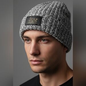 Love Your Melon Black and White Knit Beanie